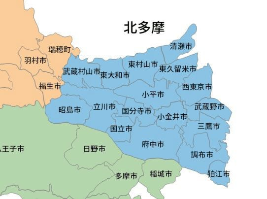 北多摩北部エリアの地図